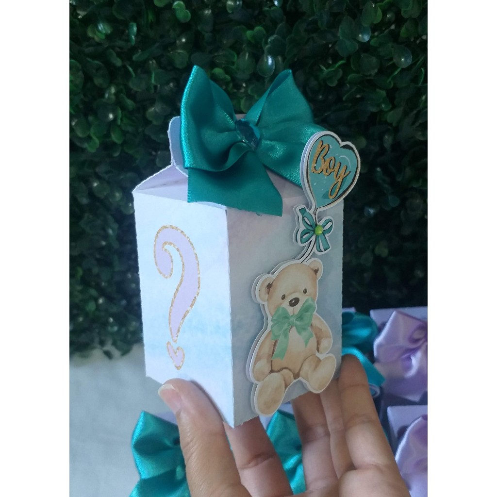 PEGUE E MONTE Kit Caixas Milk Chá de Revelação l Ursinho l Verde l lilás l Menino l Menina l Lembrancinha