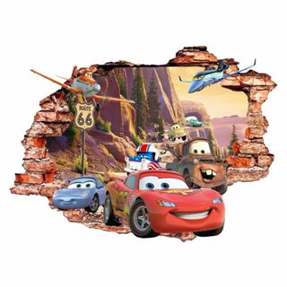 Adesivo De Parede Buraco 3d 95cmx70cm Os Carros em Oferta na Shopee