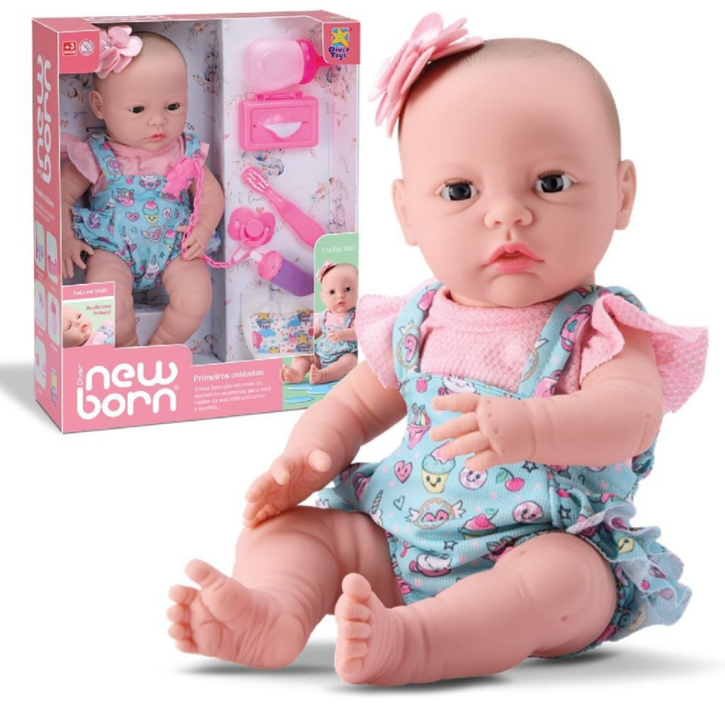 Boneca Diver New Born Primeiros Cuidados Faz Xixi Abre e Fecha os olhos - Divertoys em Oferta na Shopee