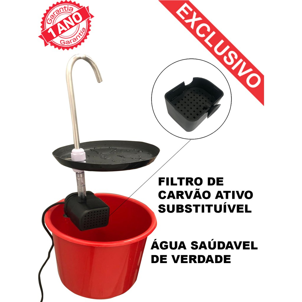Fonte Bebedouro Automatico C/filtro De Carvão Ativo Para Gatos E Cachorros em Oferta na Shopee