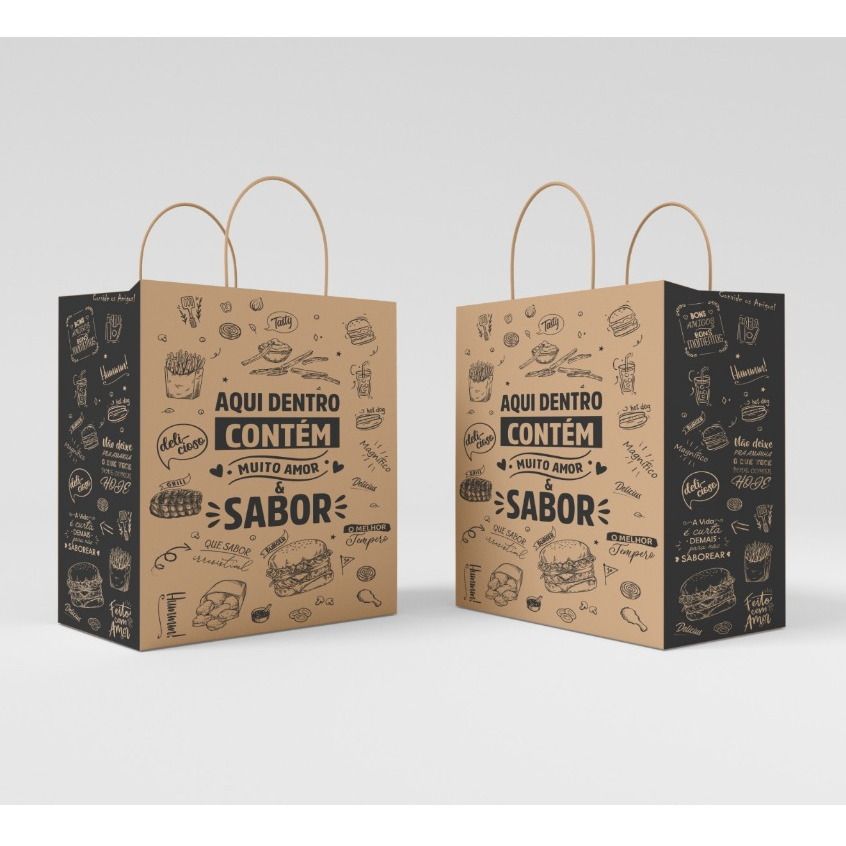 Sacola De Papel Kraft Com Alça Torcida PP, P, M ou G C/ 50 Unidades em Oferta na Shopee