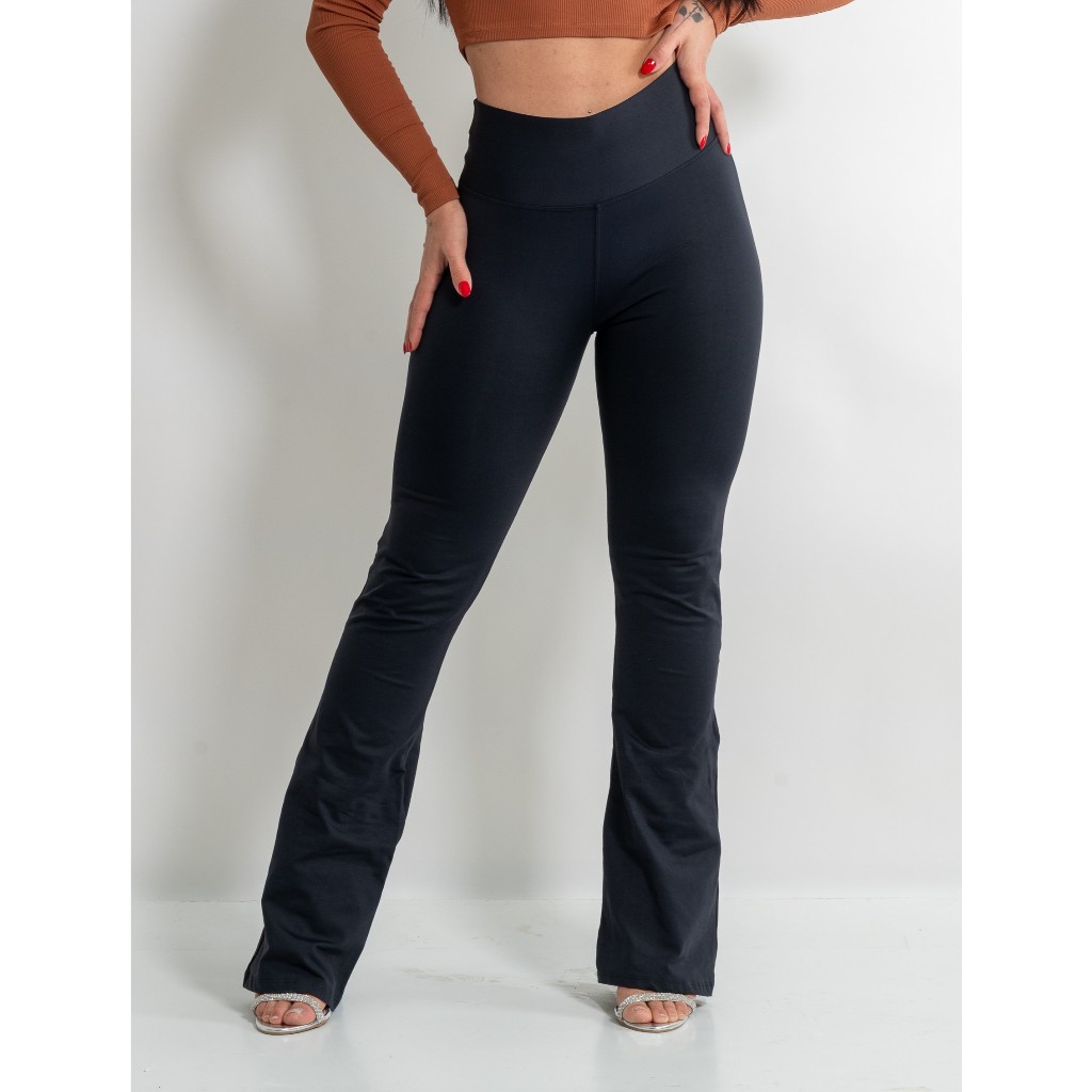 Calça Flare Bailarina em Poliamida Cintura Alta - Zero Transparência em Oferta na Shopee