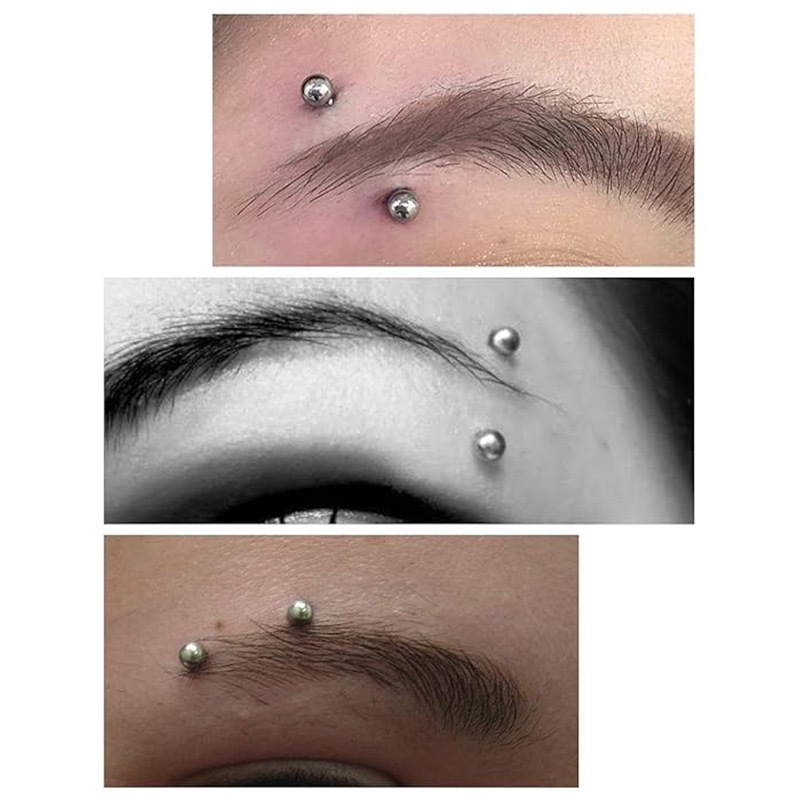 Kit 2 Piercings Bananinha Bolinha + Spike Sobrancelha Orelha Aço cirúrgica KA317