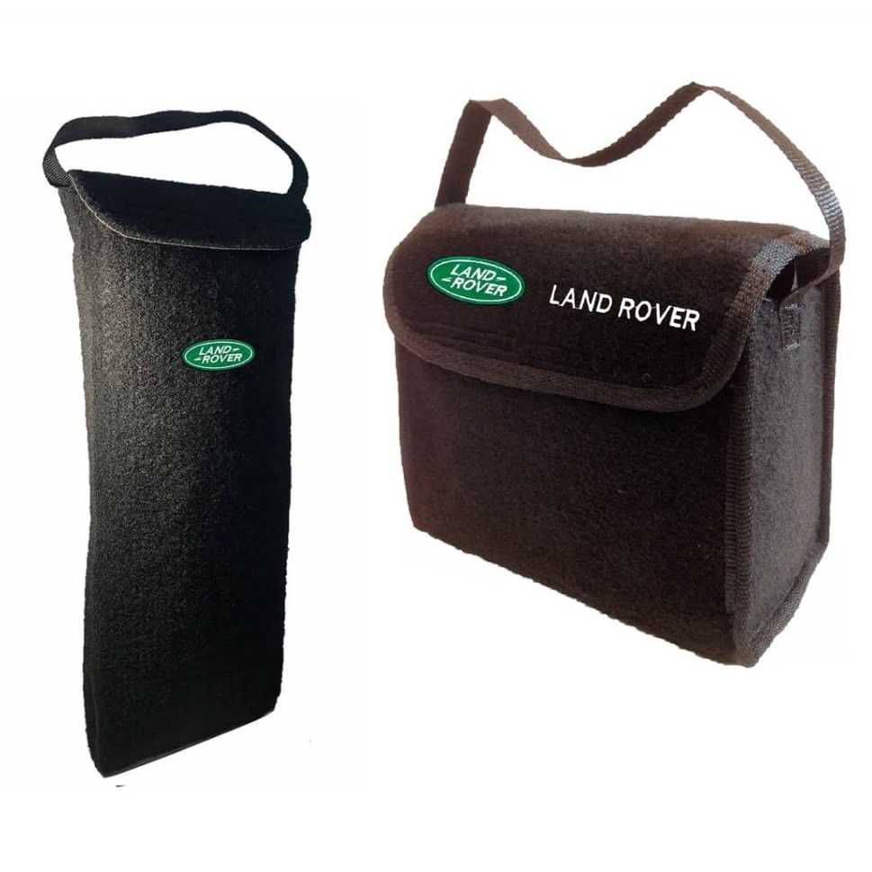 Kit Bolsa Porta Malas + Porta Macaco Land Rover Organizador Multiuso Carpete Preto Universal