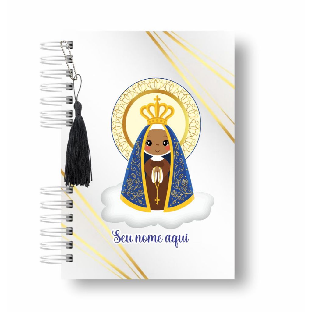 Agenda Nossa Senhora Aparecida Personalizada 2026, 360 páginas capa com seu nome