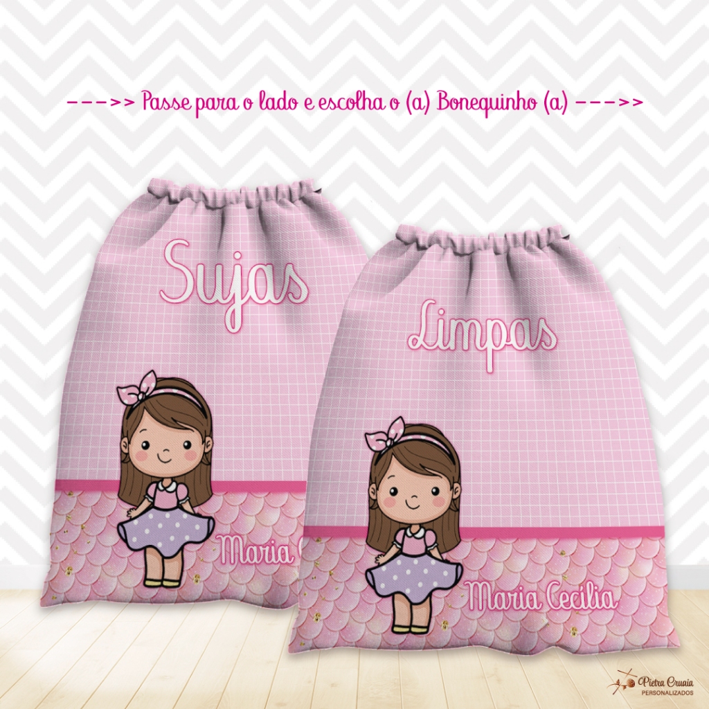 kit saquinhos organizadores de roupas Limpas e sujas/Saquinho de Tecido Personalizado/volta as aulas