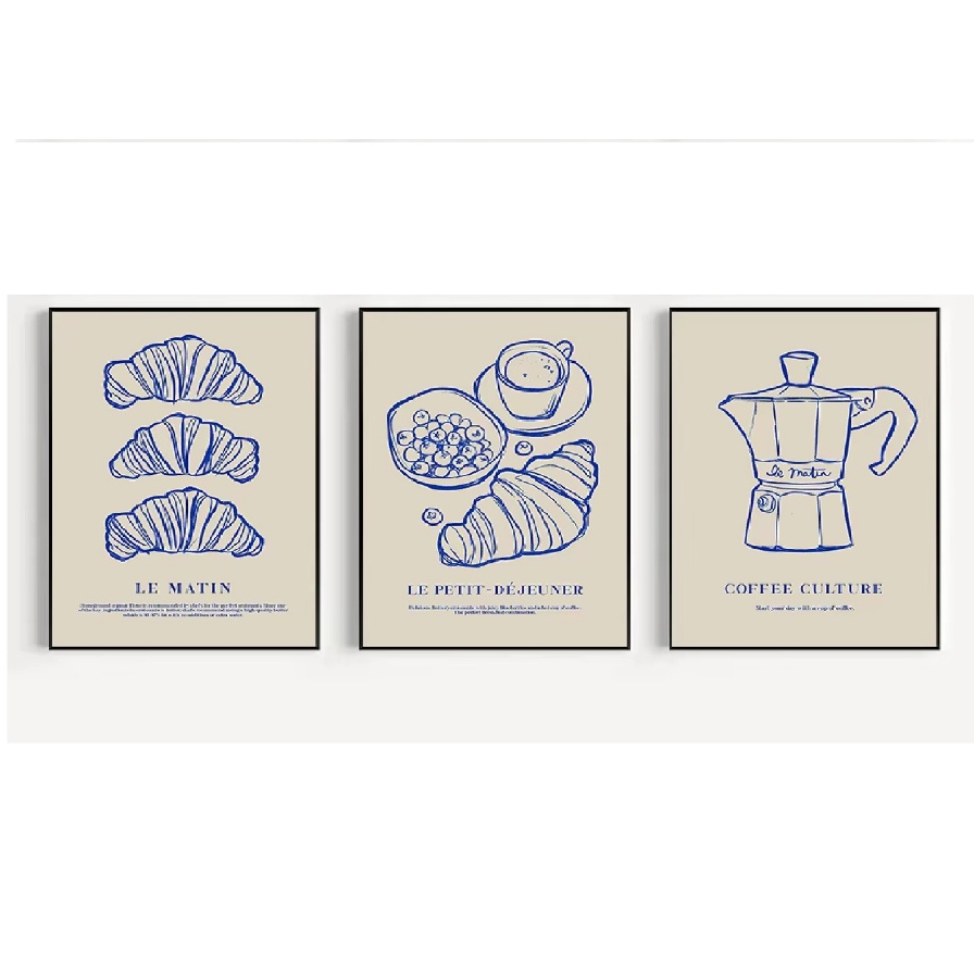 Quadros decorativos Retrô cozinha é para dança Cheers, disco ball, croissant (3 peças)