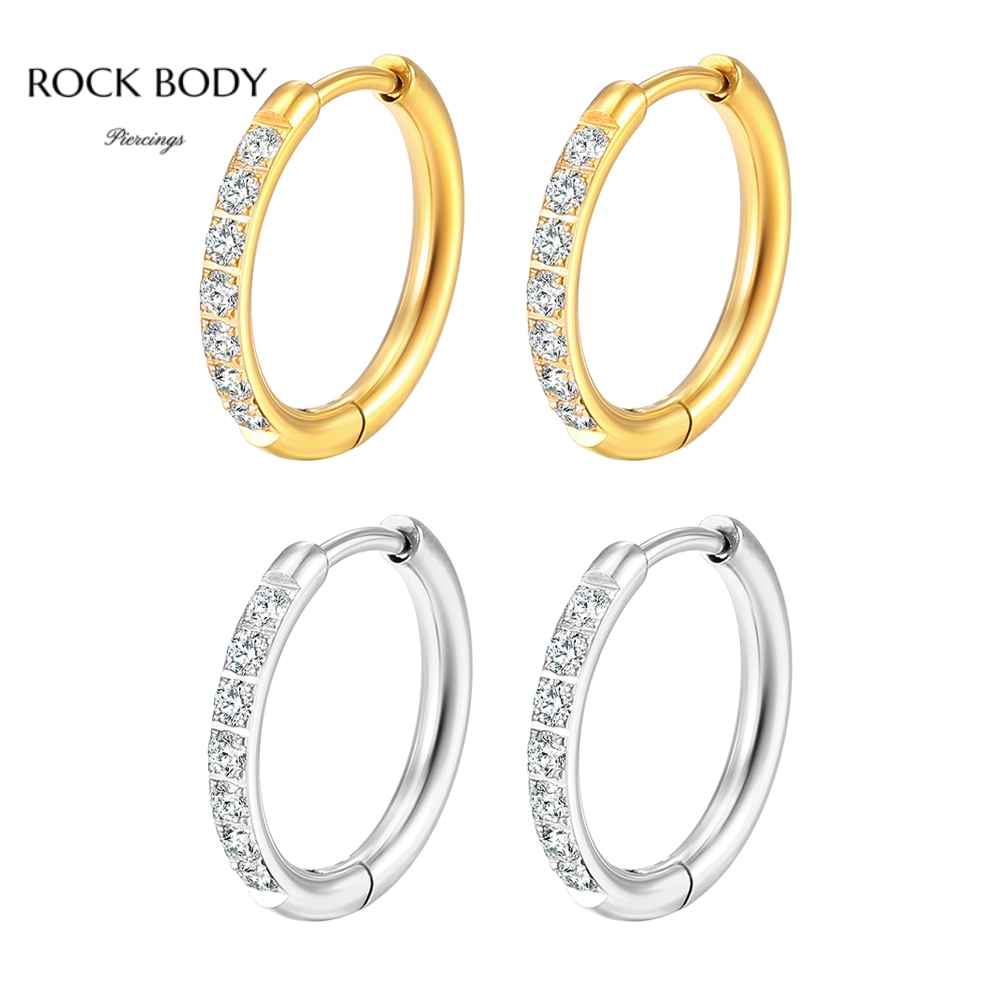 Brinco de Pressao Feminino Piercing Orelha Argola Aço Cirúrgico Zircônia Cravejada Nariz Conch Boca Ponto de Luz Brincos