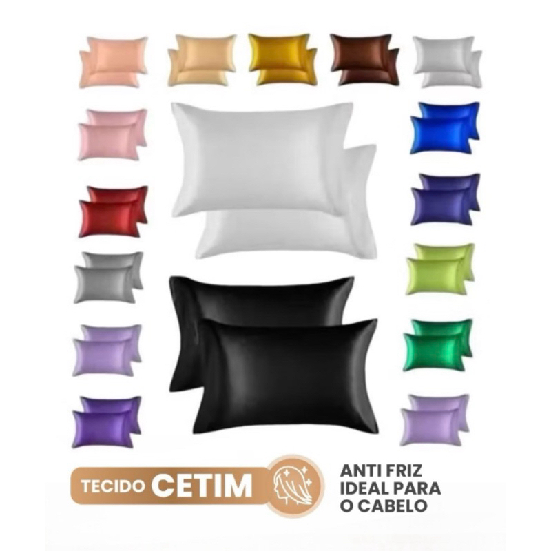 Kit 4 Fronha de Cetim AntiFrizz  super brilho 70 X 50 cm com Cores Diversas Premium em Oferta na Shopee