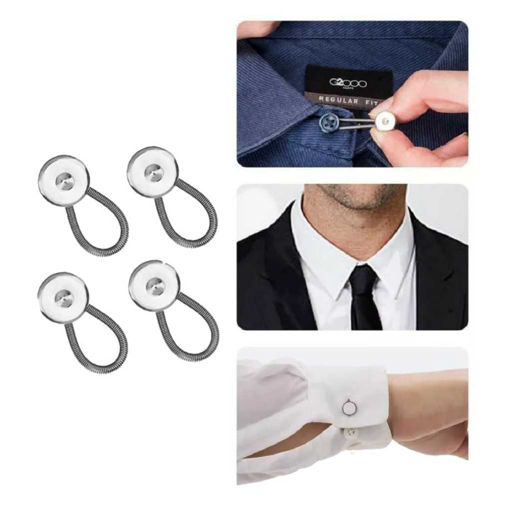 4 Botões Alargador Extensor Colarinho Camisa Em Aço Inoxidável