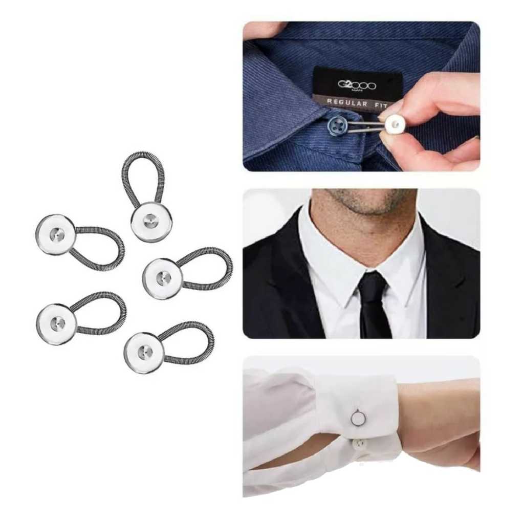 5 Botões Alargador Extensor Colarinho Camisa Em Aço Inoxidável