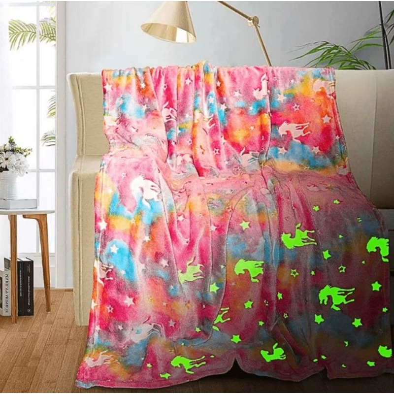 Manta Cobertor infantil 2,00x 1,80 brilha no escuro Manta Mágica luxo Florescente