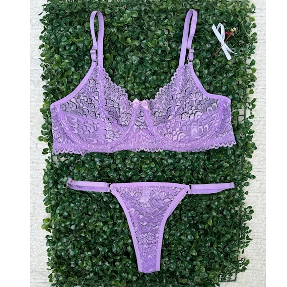 Kit 5 Conjuntos Renda Sutiã Sem Bojo Com Aro Calcinha Fio Dental Com Alça Ajustável Lingerie Sensual