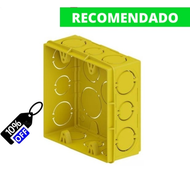 Kit 5 Caixa De Luz 4x4 Amarela Quadrada Para Obras Construção Energia Elétrica Top