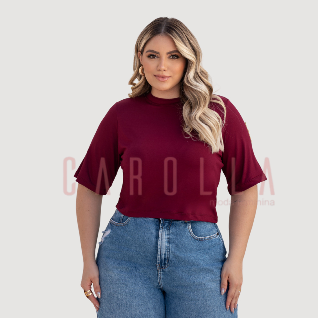 Blusa Cropped Feminino Plus Size Blusinha Camiseta Feminina  T-Shirt Basica Camisa Confortavel Oversized Viscolaycra
