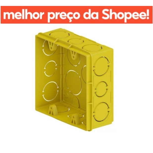 Kit 15 Caixa De Luz 4x4 Amarela Quadrada Para Obras Construção Energia Elétrica Top