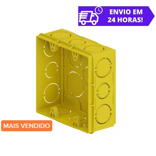 Kit 20 Caixa De Luz 4x4 Amarela Quadrada Para Obras Construção Energia Elétrica Top