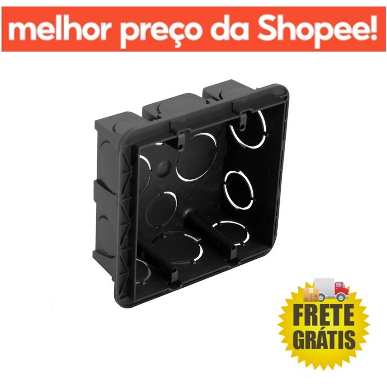 Kit 5 Caixa De Luz 4x4 PRETA Quadrada Para Obras Construção Energia Elétrica Top