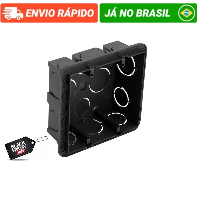 Kit 15 Caixa De Luz 4x4 PRETA Quadrada Para Obras Construção Energia Elétrica Top