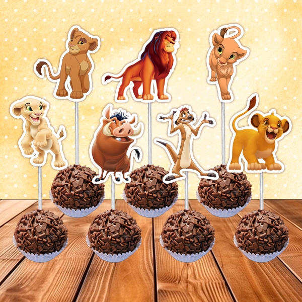 Toppers Tags Docinhos Doces Rei Leão em Oferta na Shopee