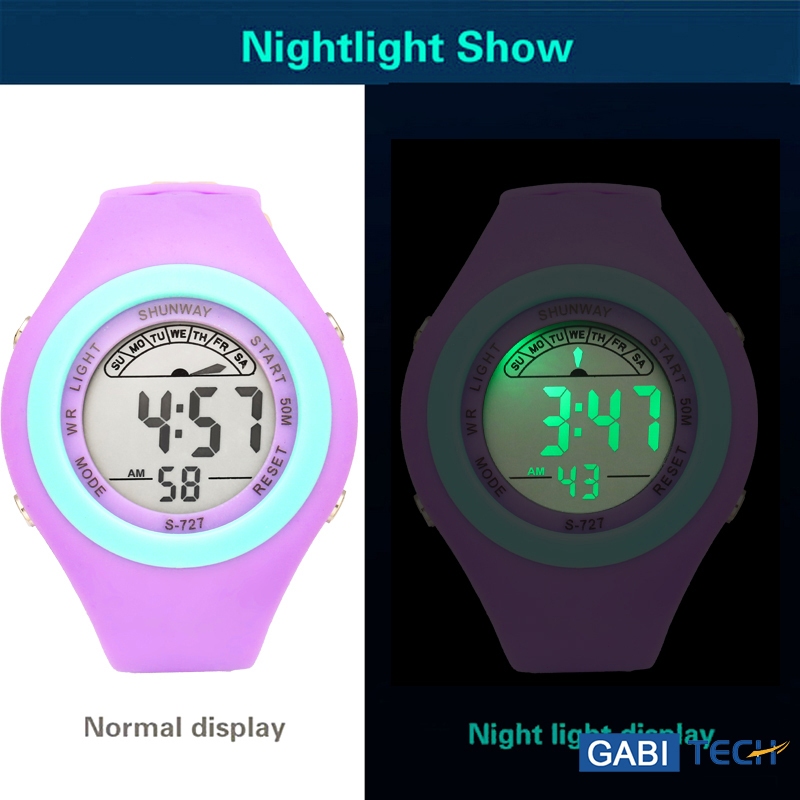 Relogio Feminino Digital A Prova D'água Led Original Esportivo Alarme Cronômetro Pulseira Redondo — imagem 2 de 2