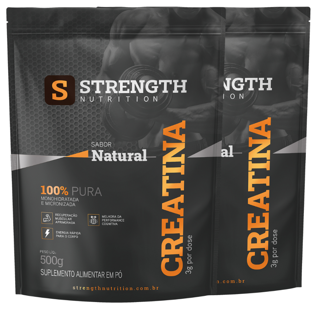 Kit Creatina 1kg Monohidratada Micronizada - Kit 2 Pacotes 500g - 100% Pura - Matéria Prima Importada - Com Laudo