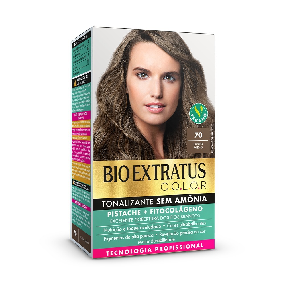 Kit Bio Extratus Color Tonalizante sem Amônia 70 Louro Médio LANÇAMENTO