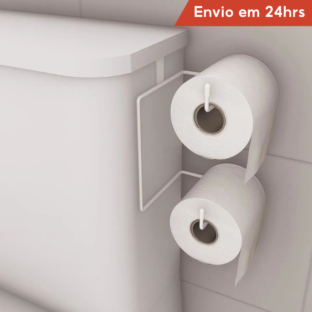 Suporte De Papel Higiênico Branco Caixa Acoplado 2 Rolos Aço
