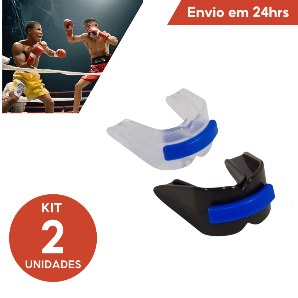 Kit 2 Protetor Bucal Duplo Boca Moldável P/ Muay Thai, Boxe
