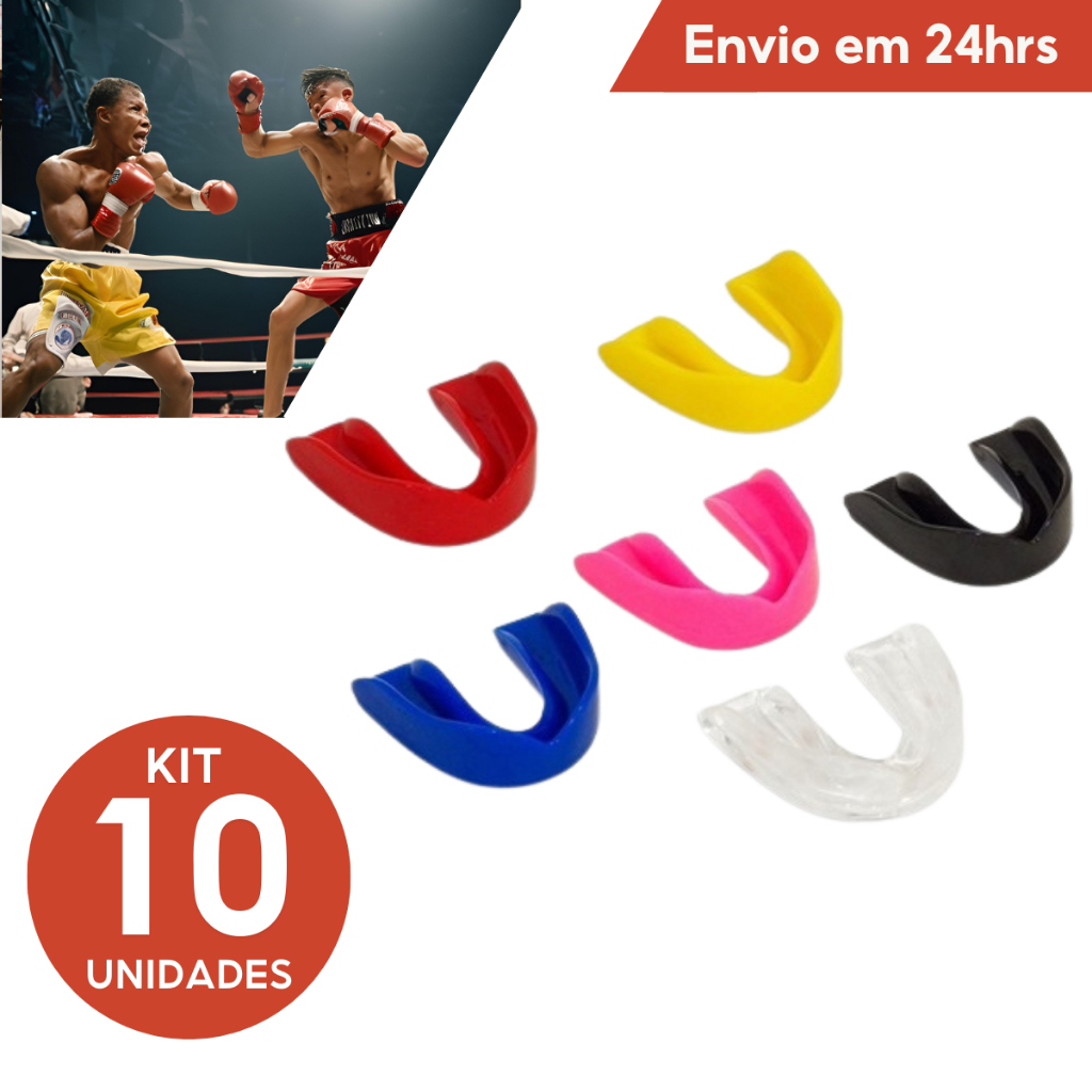 Kit 10 Unid. Protetor Bucal Simples Moldável P/ Lutas Muay Thai, Boxe, MMA Anti Bruxismo