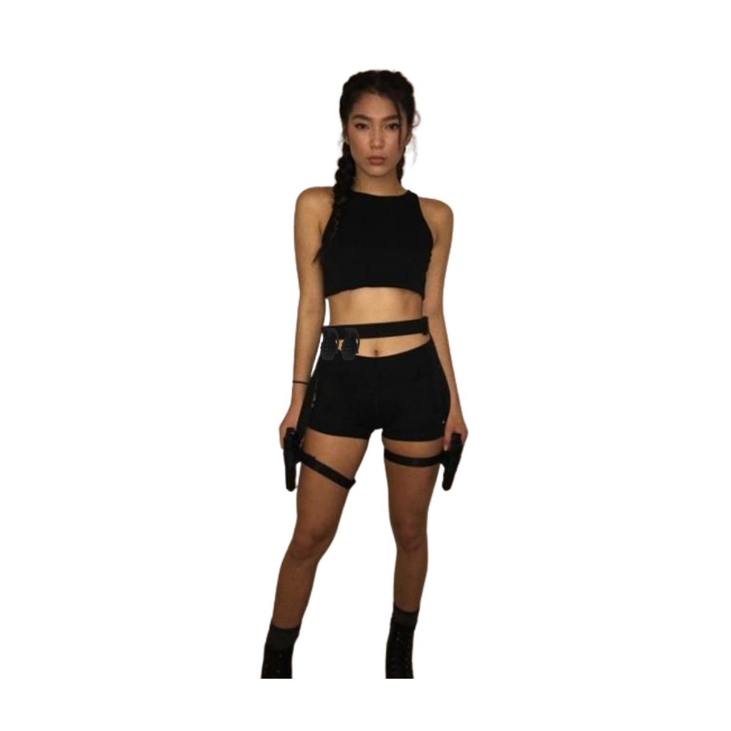 Kit Para Fantasia Lara Croft Tomb Raider Coldre Arma Dardo