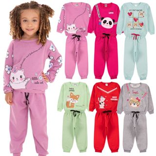 Kit Sortido 4 Peças de Roupas Feminino Infantil Inverno – 2 blusas casacos + 2 calças de 1...