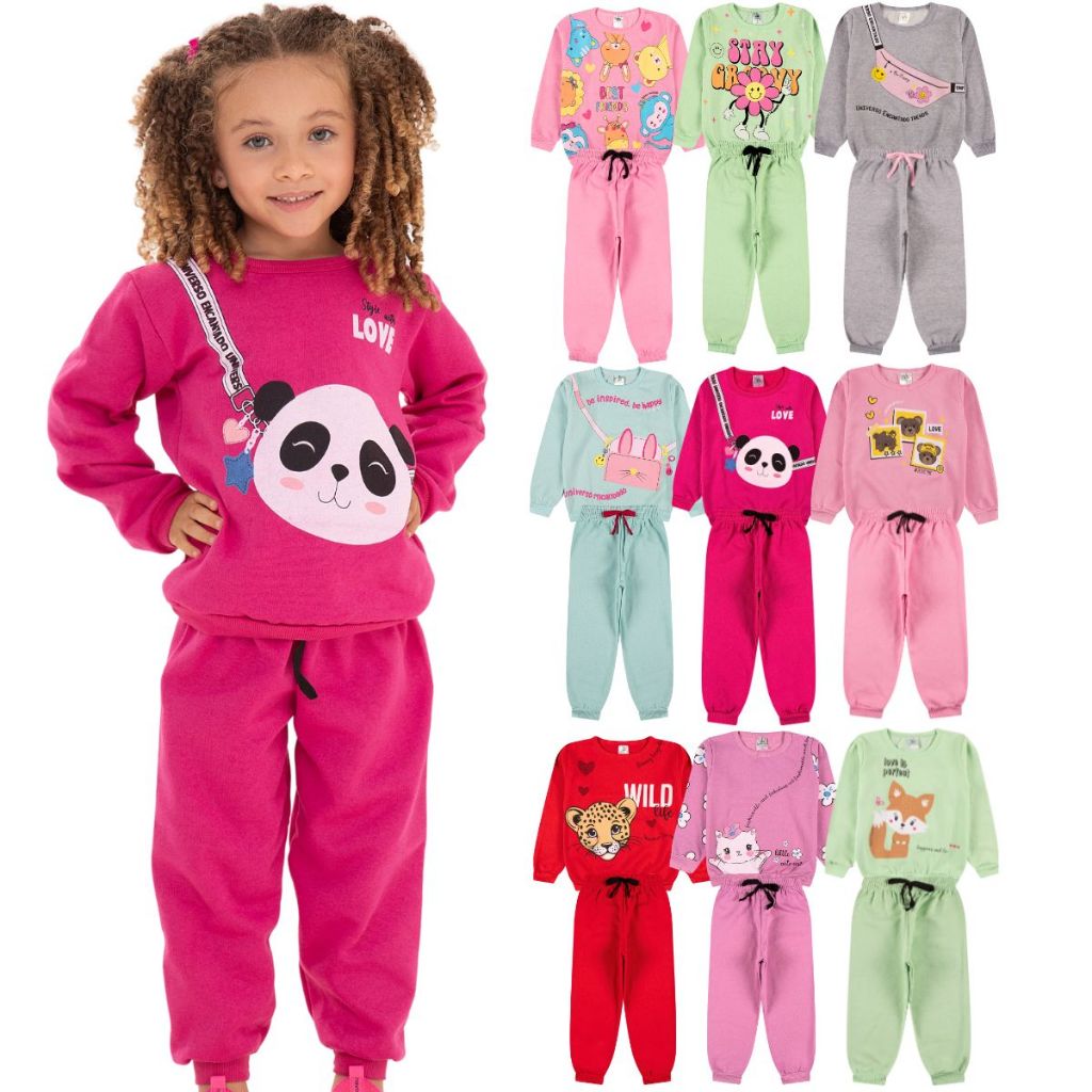 Kit Sortido 6 Peças de Roupas Feminino Infantil Inverno – 3 blusas casacos + 3 calças de 1 ao 10 – Kit 3 Conjuntos Kit Sortido 6 Peças de Roupas Feminino Infantil Inverno – 3 blusas casacos + 3 calças de 1 ao 10 – Kit 3 Conjuntos