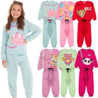 Kit Sortido 10 Peças de Roupas Feminino Infantil Inverno – 5 blusas casacos + 5 calças de…