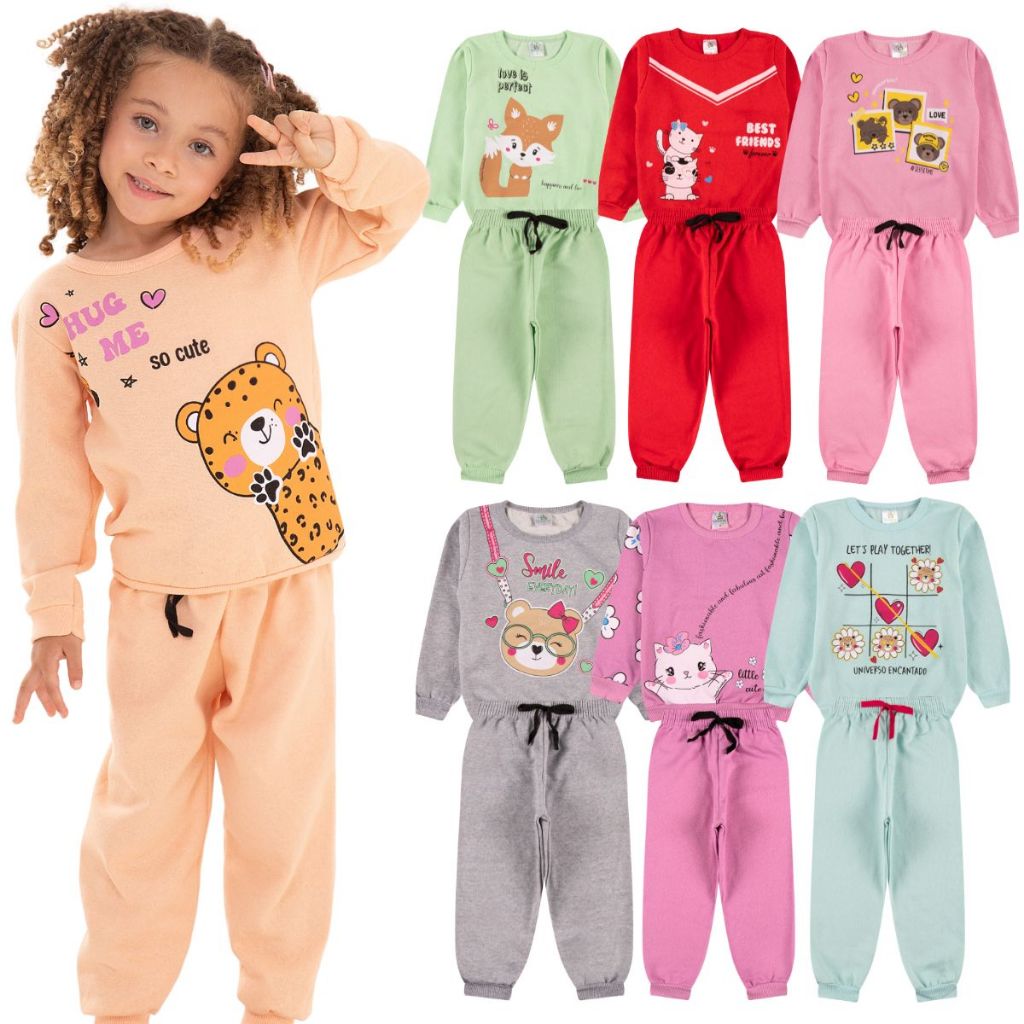 Kit Sortido 8 Peças de Roupas Feminino Infantil Inverno – 4 blusas casacos + 4 calças de 1 ao 10 – Kit 4 Conjuntos em Oferta na Shopee