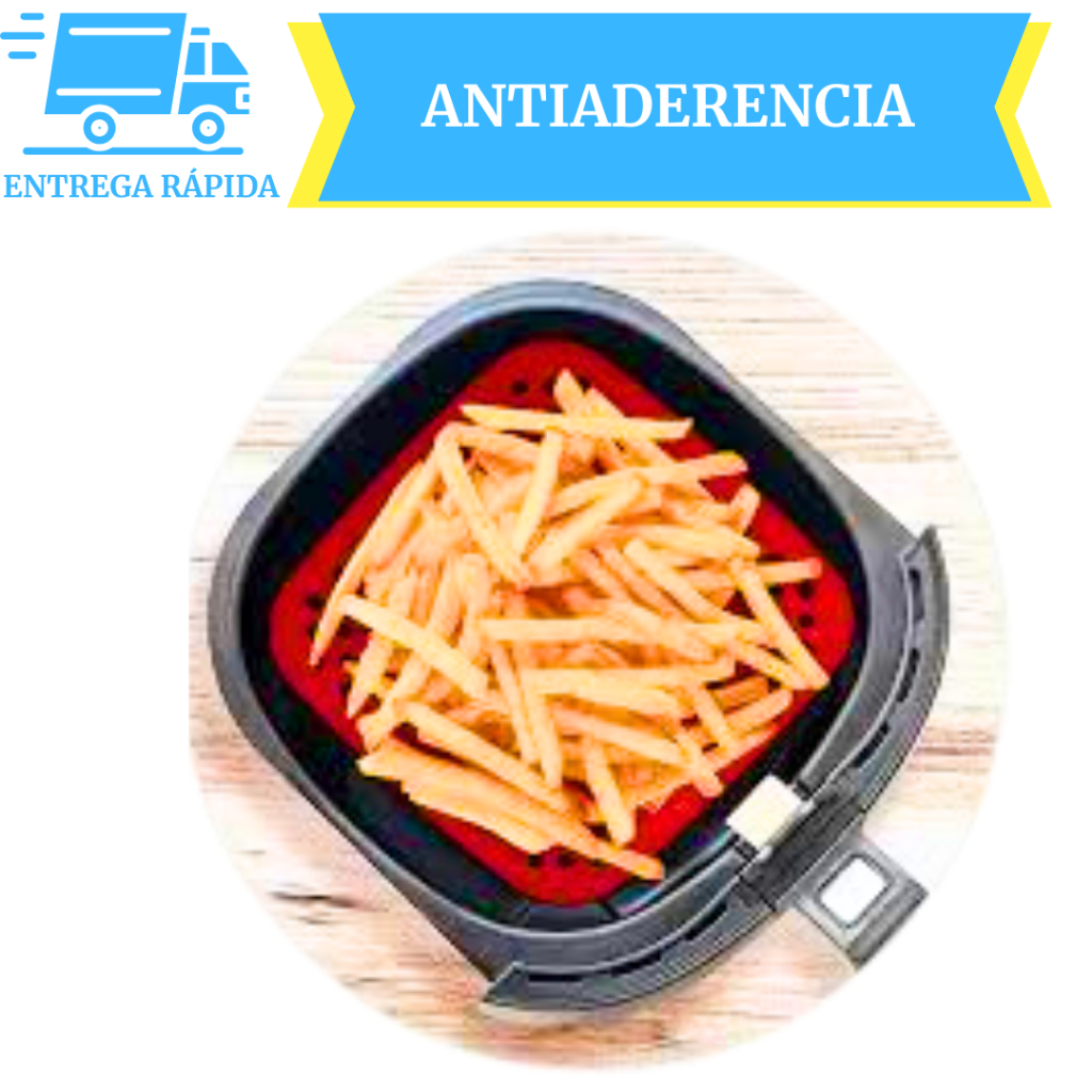 Kit 4 Tapete Forro Protetor Antiaderente em Silicone 21cm Quadrado Air Fryer Fritadeira Elétrica