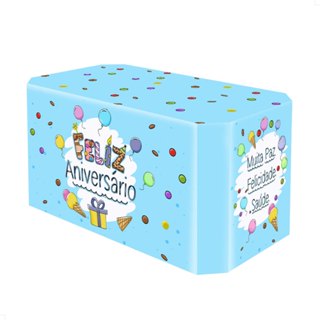 Toalha De Mesa Decoração De Festa Em Tecido Veste Fácil - Feliz Aniversário em Oferta na Shopee