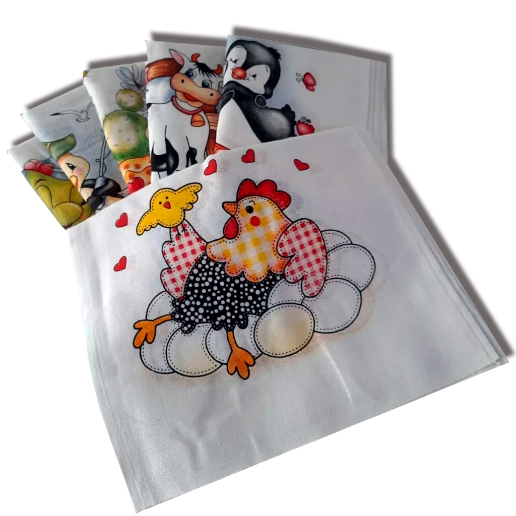 Kit 30 Pano de prato grande estampado com bainha 100% algodão pano de copa pano de cozinha