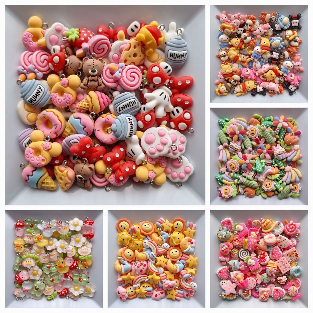 Pingentes Resina Fofos + Anzol de Brinco / Kit Pra Fazer Brincos Divertidos Aesthetic