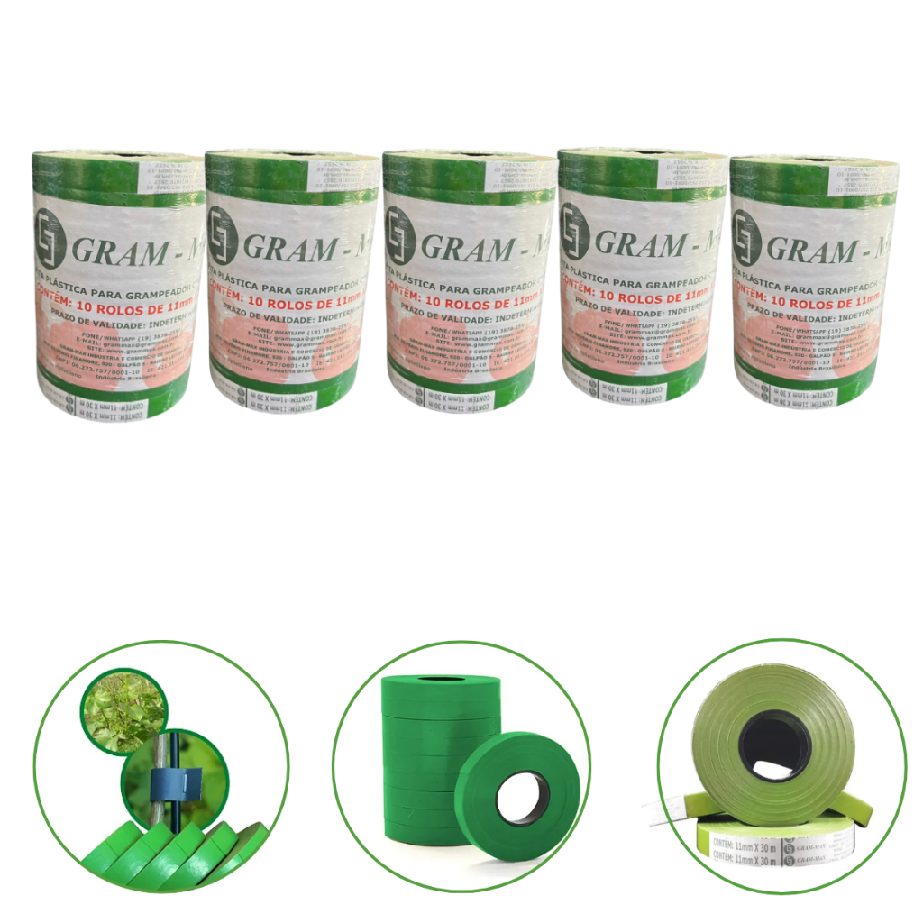 Fita Verde Para Alceador Verduras Frutas Gram Max 5 Unidades 30 Metros x 11mm