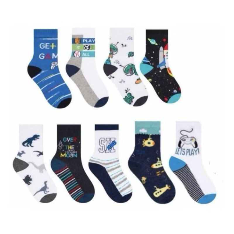 Kit 18 Pares Meias Infantil Menino de Algodão Estampada