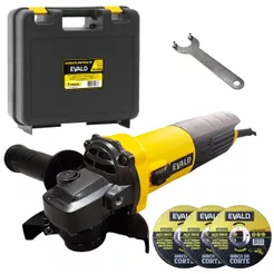 Esmerilhadeira Angular 4.1/2 POL 850W 115MM EV850 EVALD + Kit 3 Discos e Maleta