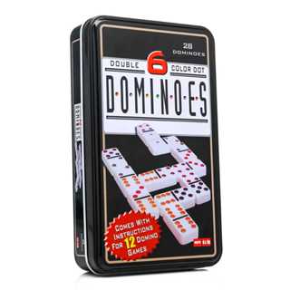 Jogo Dominó Profissional de Osso Com 28 Peças Colorida Resistente Grosso e Estojo de metal Luxo em Oferta na Shopee