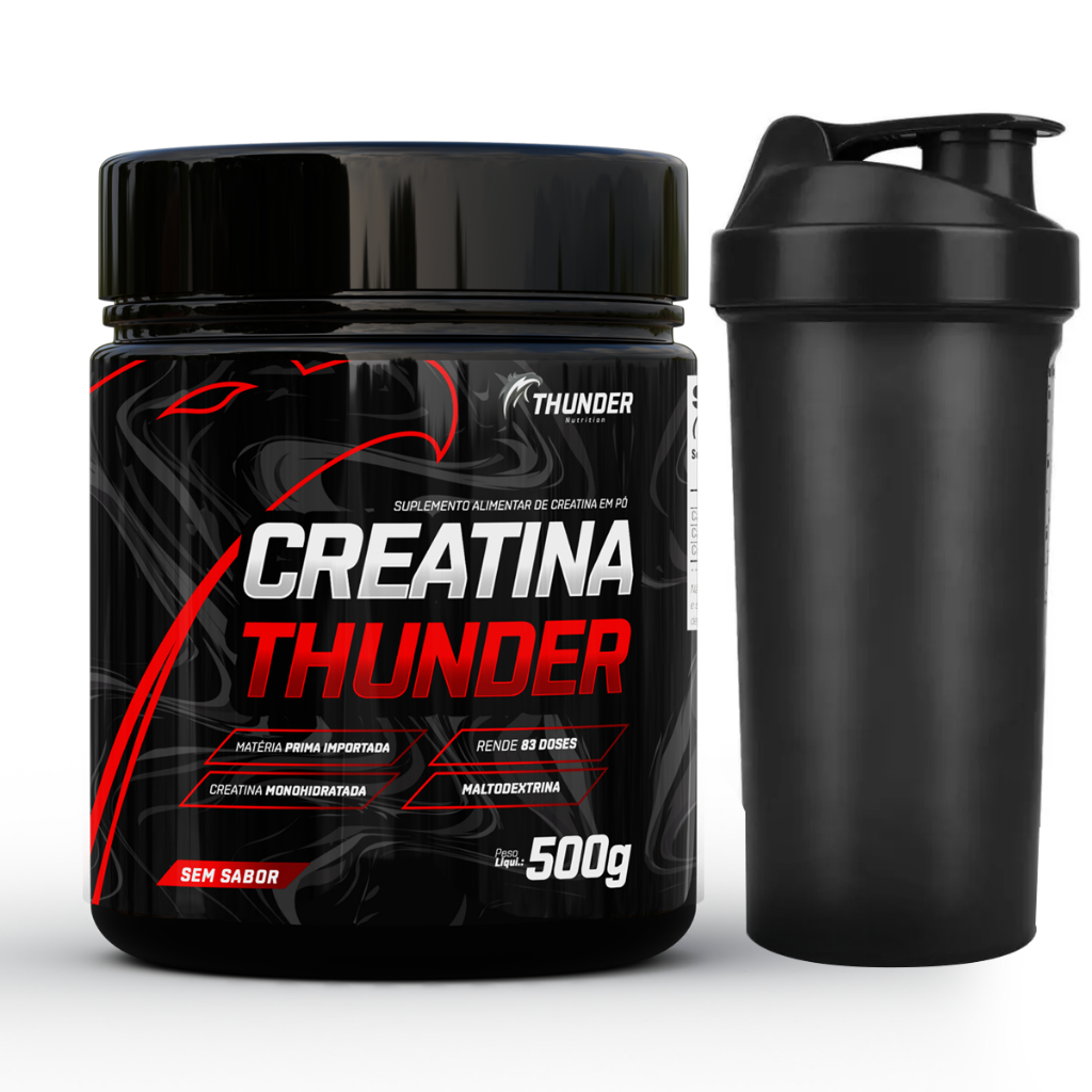 2x Creatine Creatina Thunder Pote 500g + Coqueteleira - Creatina Monohidratada com Maltodextrina