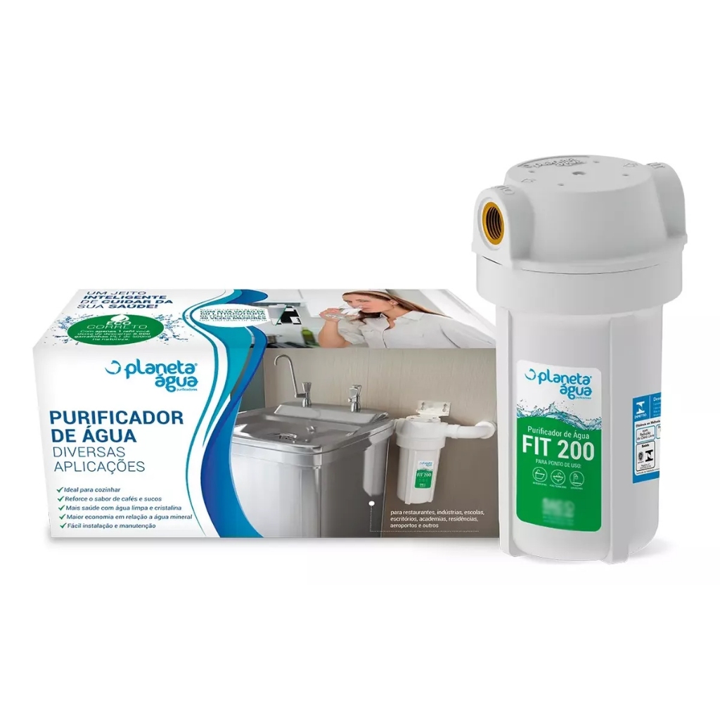 Detalhes do Kit 3 Purificador Fit200 Água Carvão Ativado Planeta Água