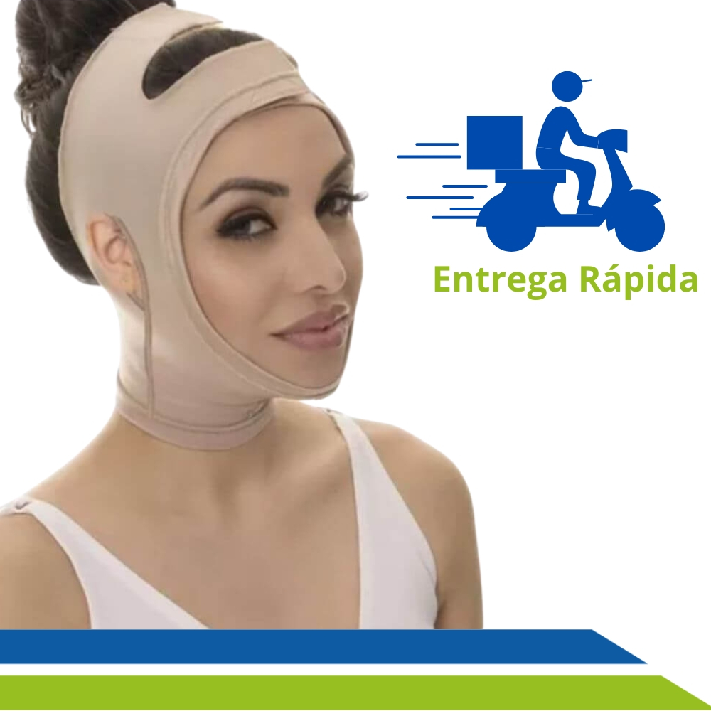 Faixa Mentoneira Pós-Cirúrgica Lifting Lipo Papada Bichectomia com/sem Abertura nas Orelhas New Form