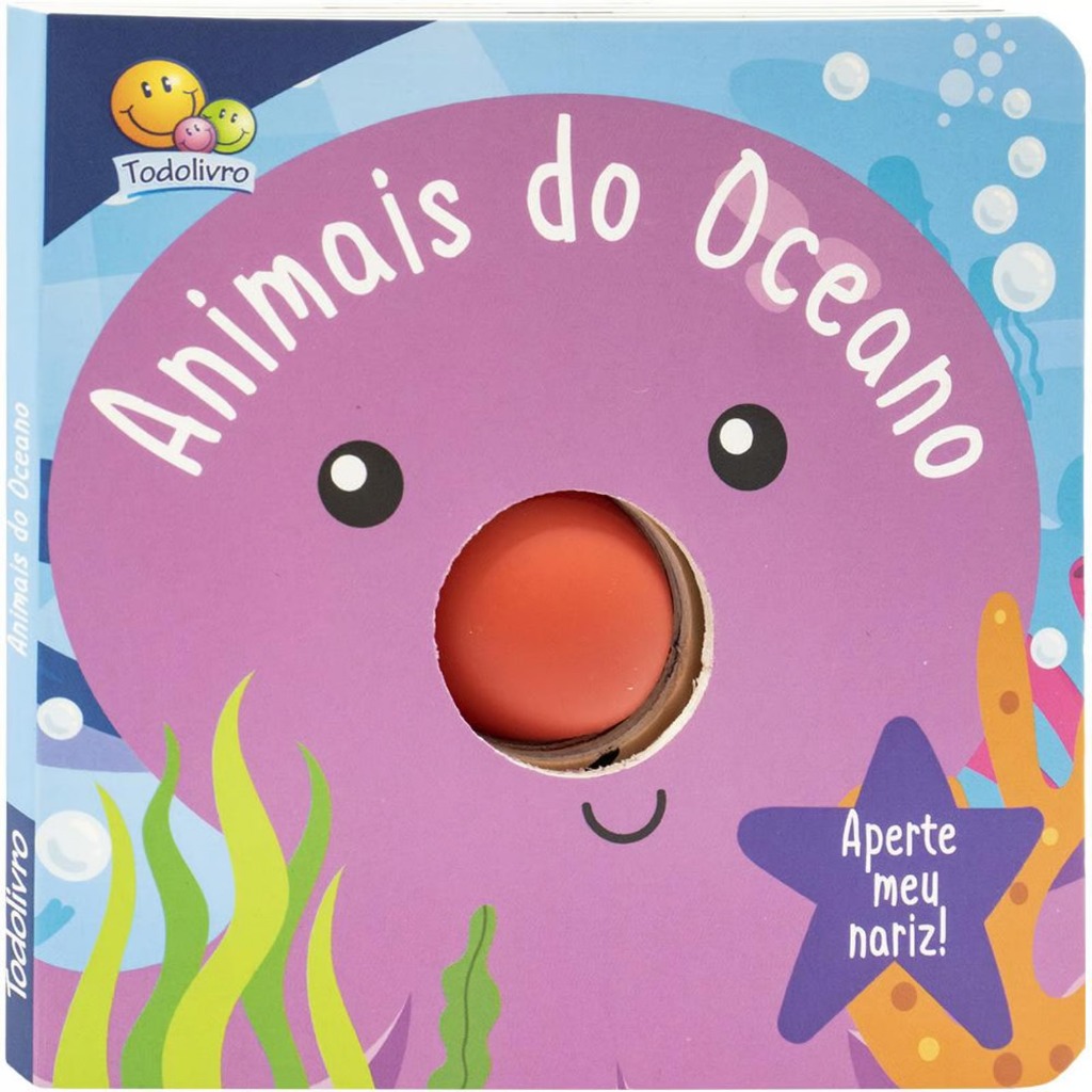 Livro Infantil com Buzina Aperte Meu Nariz Animais do Oceano Bichinhos Todolivro