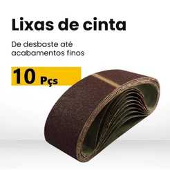 Kit 10pçs Cinta Lixa 610x75 Óxido Alumínio Vários Grãos