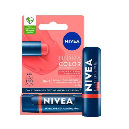 NIVEA Hidratante Labial Hidra Color Coral 4,8g