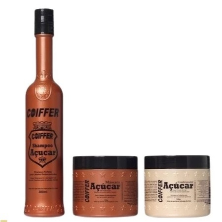 Kit De Açúcar C/3 Produtos Coiffer P/ Cabelos Emborrachados